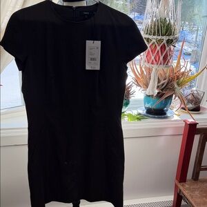 Theory Classic chocolate brown cap dress